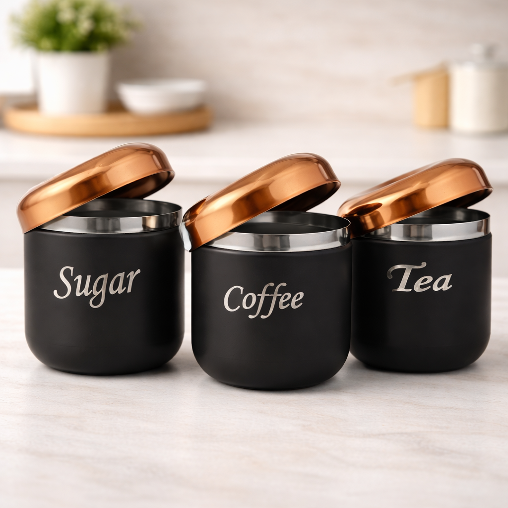 Airtight Tea Coffee Sugar Jar Set of 3