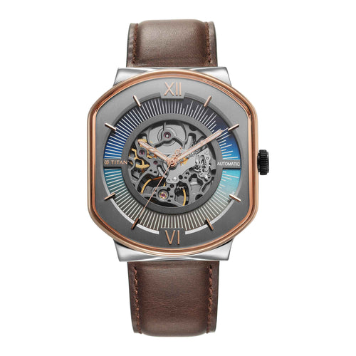 Titan Techno Beats Anthracite Dial Automatic Leather Strap watch for Men