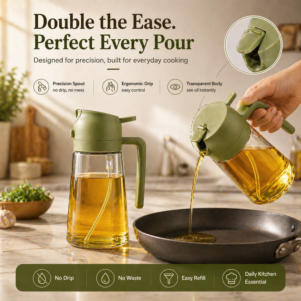 2-in-1 Oil Sprayer & Dispenser Bottle