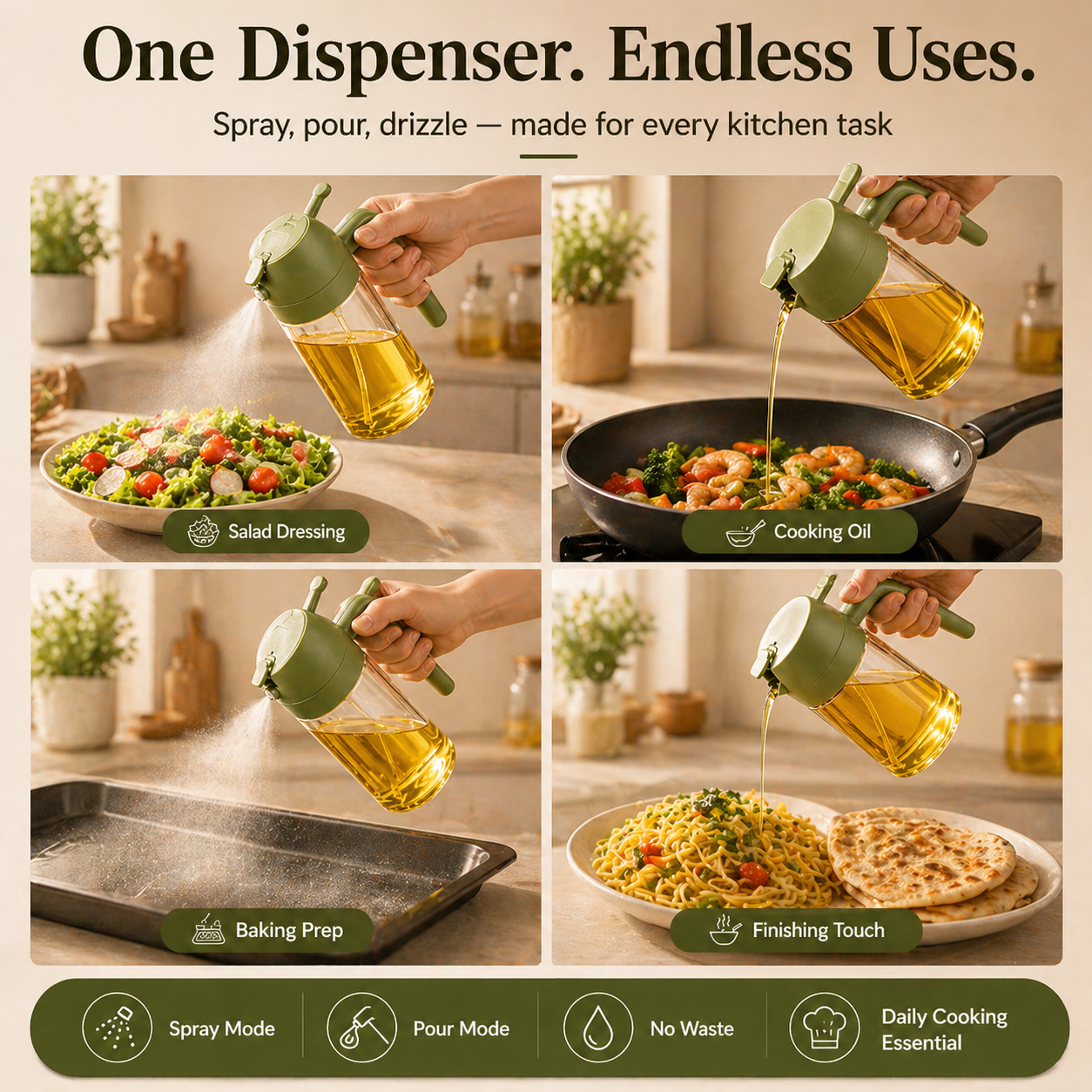 2-in-1 Oil Sprayer & Dispenser Bottle