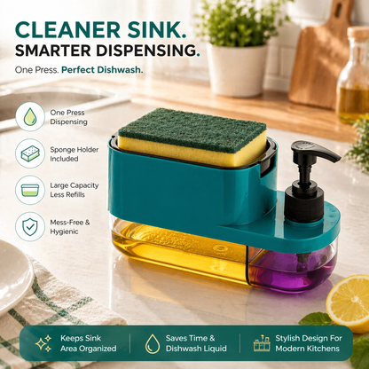 3-in-1 Dish Soap Pump Dispenser with Sponge Holder