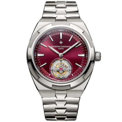 Vacheron Constantin Overseas Tourbillon 42.5mm Burgundy Red Dial Titanium Bracelet Watch - Berry's Jewellers