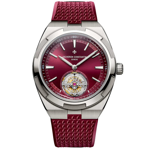 Vacheron Constantin Overseas Tourbillon 42.5mm Burgundy Red Dial Titanium Bracelet Watch - Berry's Jewellers