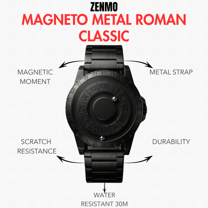 Magneto Metal Roman Black Watch classic