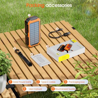 Solar Charger Power Bank 20000mAh Built in 4 Cables and Hand Crank