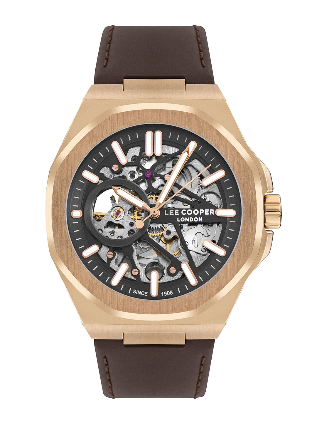 Lee Cooper Men Dial & Leather Bracelet Style Straps Analogue Automatic Watch LC07978.454