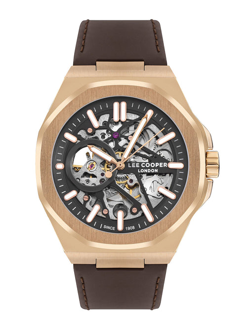 Lee Cooper Men Dial & Leather Bracelet Style Straps Analogue Automatic Watch LC07978.454