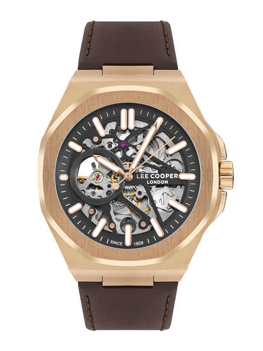 Lee Cooper Men Dial & Leather Bracelet Style Straps Analogue Automatic Watch LC07978.454