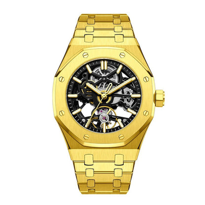 Luxury Automatic Skeleton Men’s Watch – Steel, Luminous, 30M