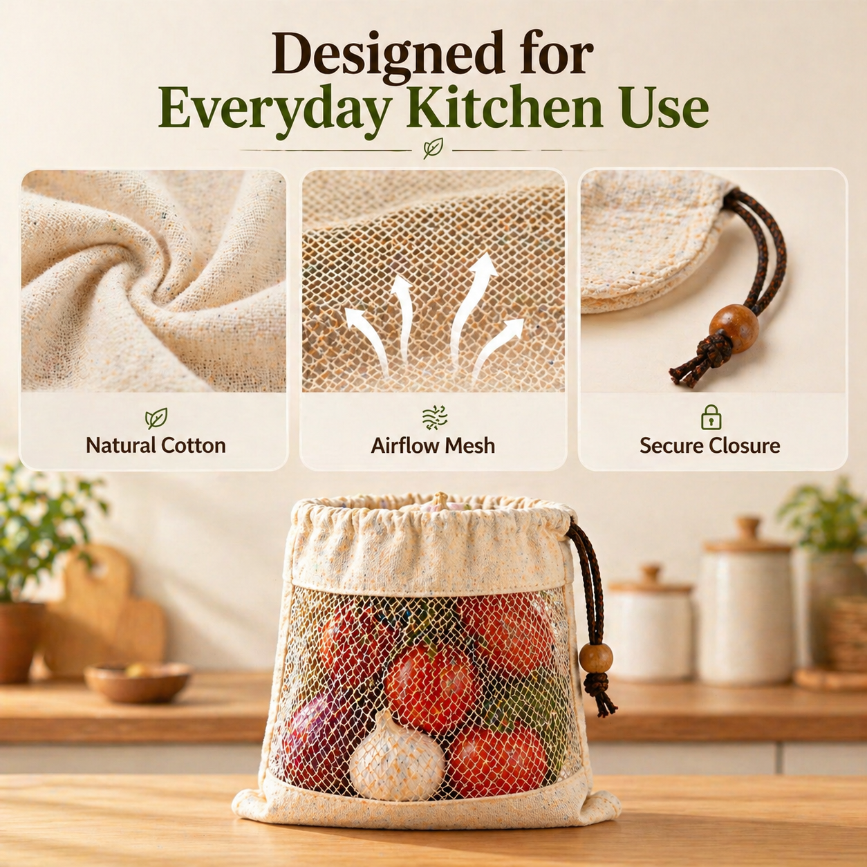 Activ Life - Cotton Vegetable Storage Bags