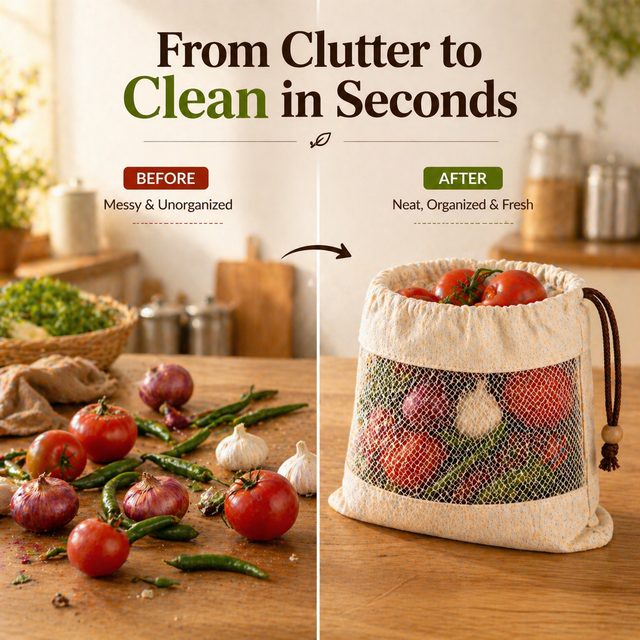Activ Life - Cotton Vegetable Storage Bags
