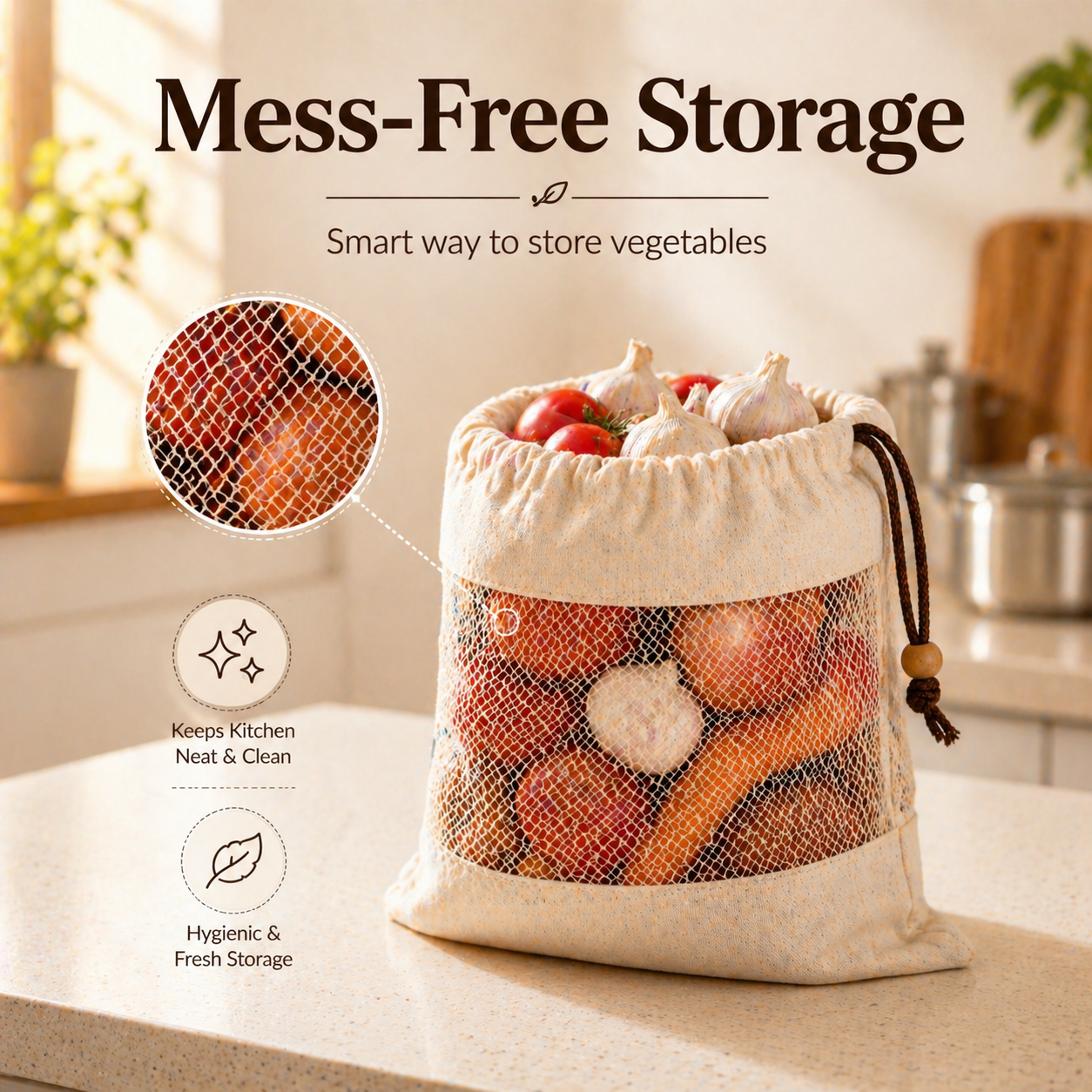 Activ Life - Cotton Vegetable Storage Bags