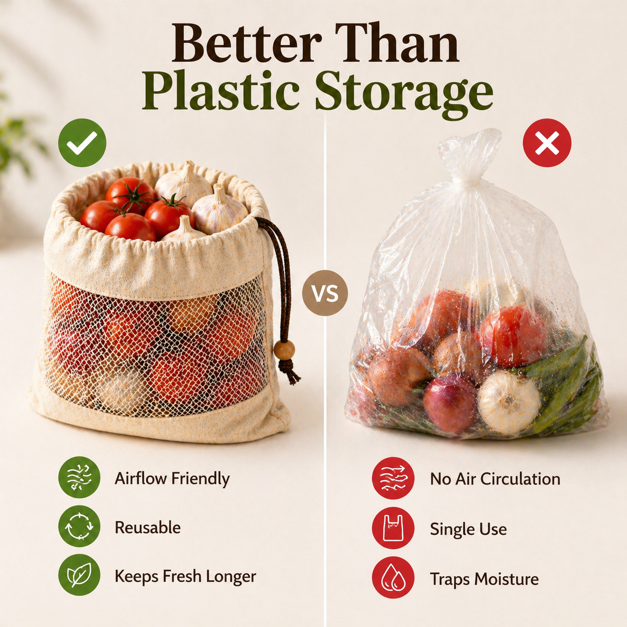 Activ Life - Cotton Vegetable Storage Bags